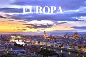 Paesaggio europeo con città storica e architettura iconica